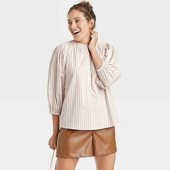 NWT a new day striped cotton tunic top large - Picture 1 of 7